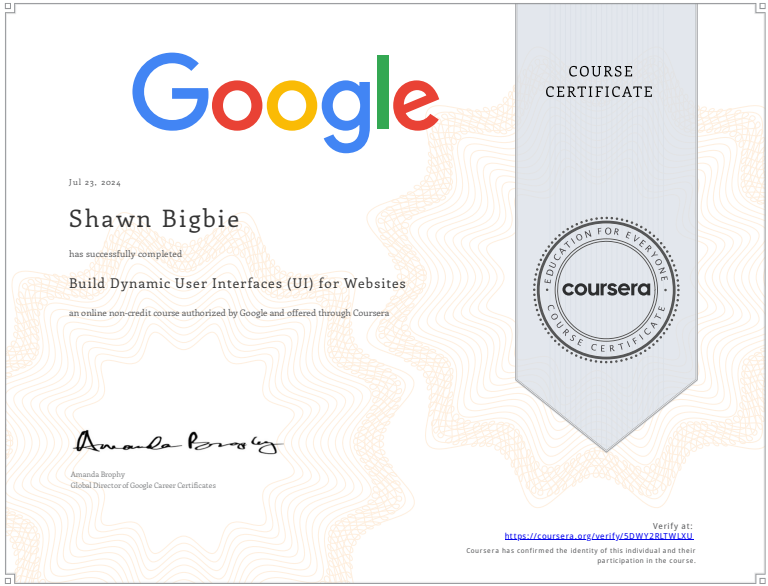 Coursera Build Dynamic User Interfaces Cert